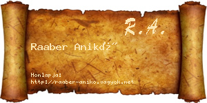 Raaber Anikó névjegykártya